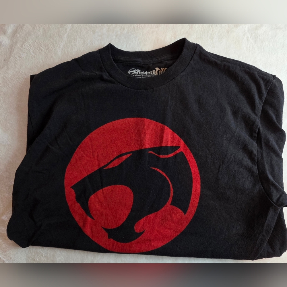 Black Graphic Men’s T-Shirt with Red Logo